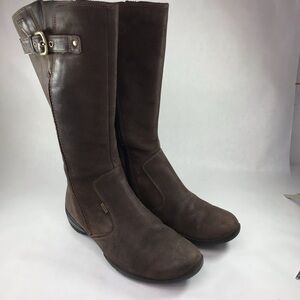 Ecco Brown Leather High Rise Gore-Tex  Boots Knee Moto